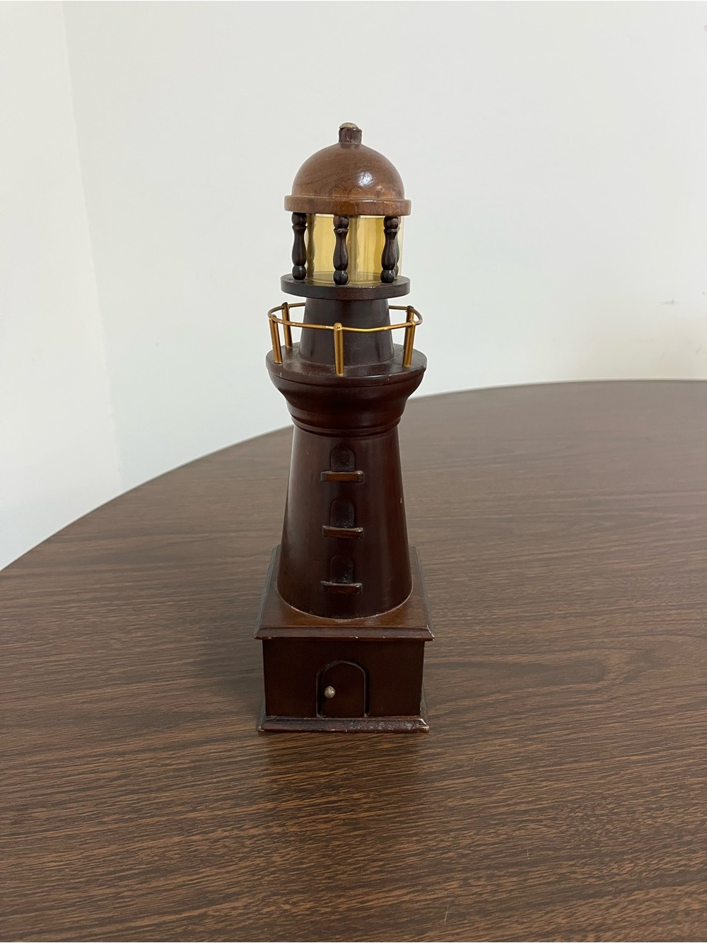Vintage 1984 George Good Wooden Lighthouse Working Wind Up Music Box Nautical